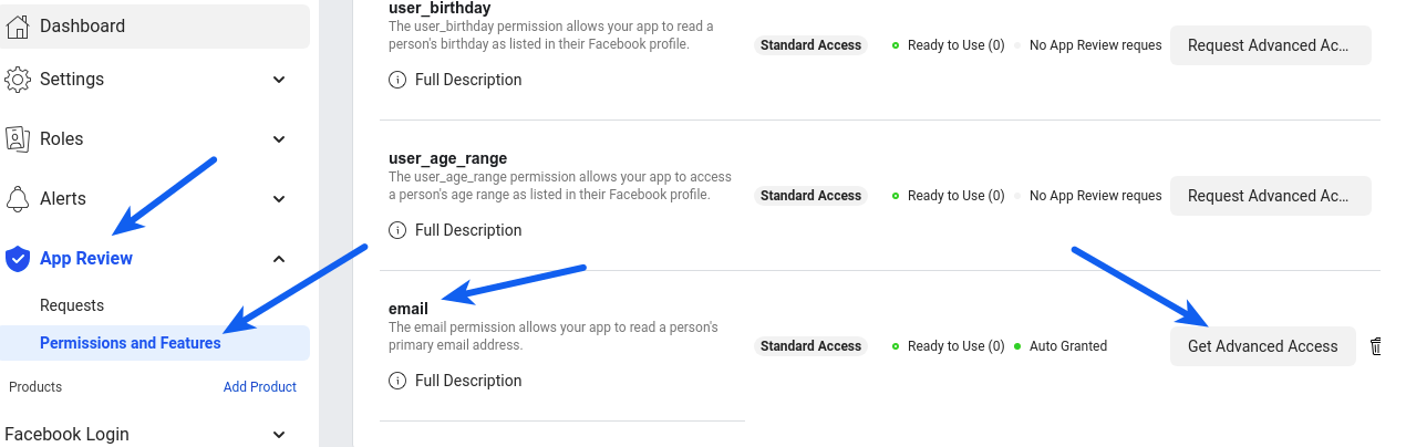 Facebook Login - Email Advanced Access - Heateor - Support Documents